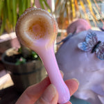 Pink and gold frit pipe from the best smoke shop in Plymouth, Ma.