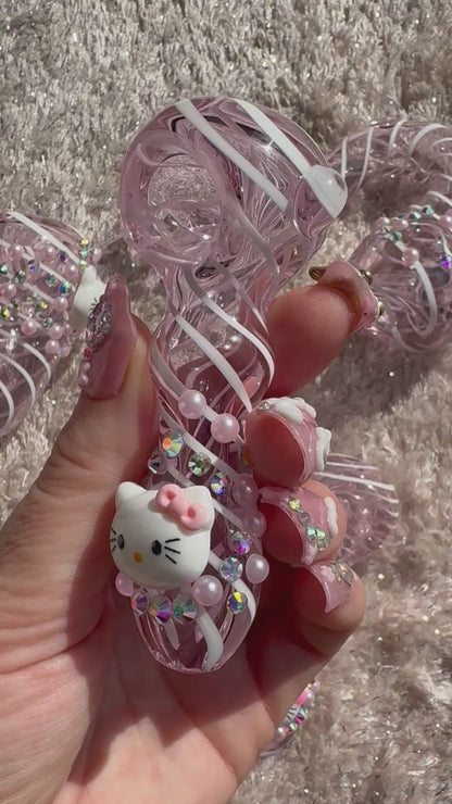 Cute Kitty Jeweled Pink Pipe