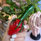 Strawberry glass pipe from the best smoke shop in Plymouth, Ma - female owned.