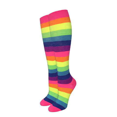 Fluorescent Neon Rainbow Knee High Socks