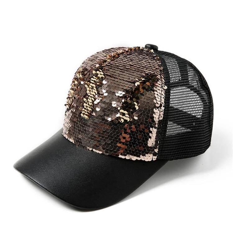 Sequin Trucker Hat - Gold