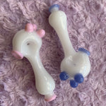 White & Pink Glass Pipe