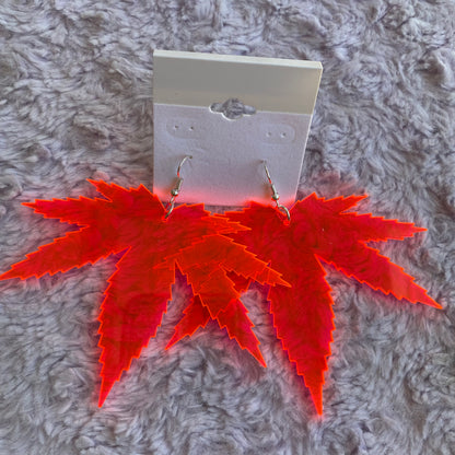 Neon Leaf Earrings