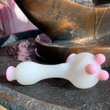 White & Pink Glass Pipe