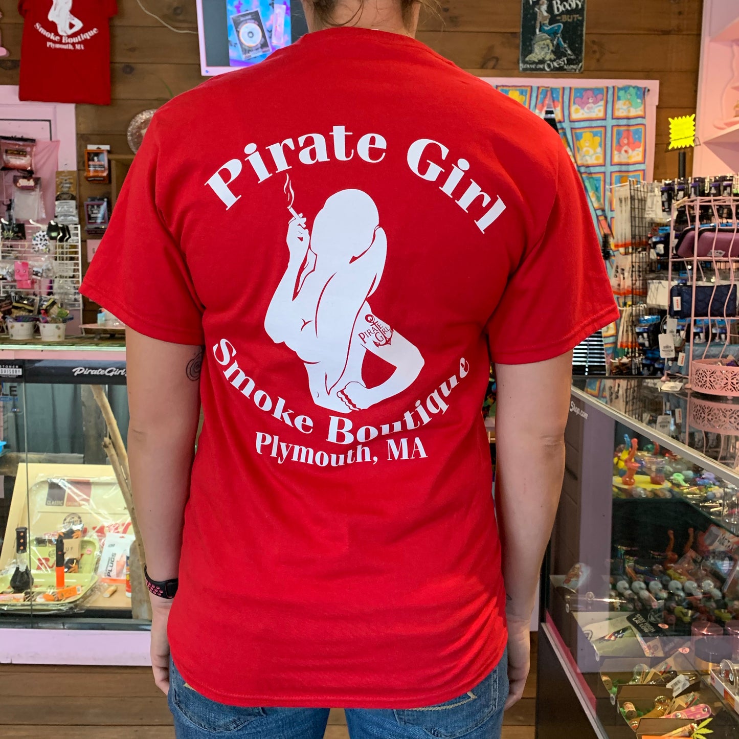 Red and White Pirate Girl Logo T-shirt