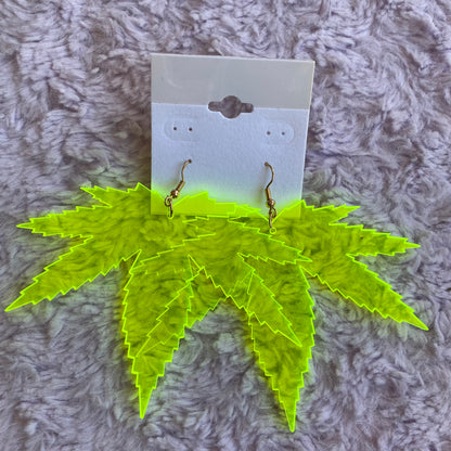 Neon Leaf Earrings