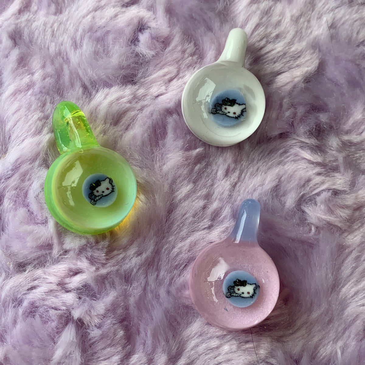 Smoking Cat Glass Pendant