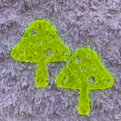 Neon Mushroom Earrings