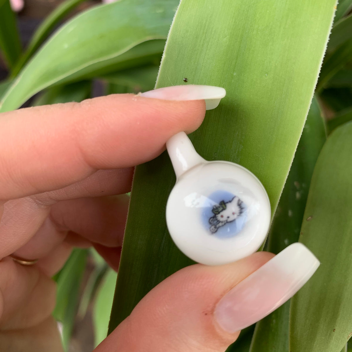 Smoking Cat Glass Pendant