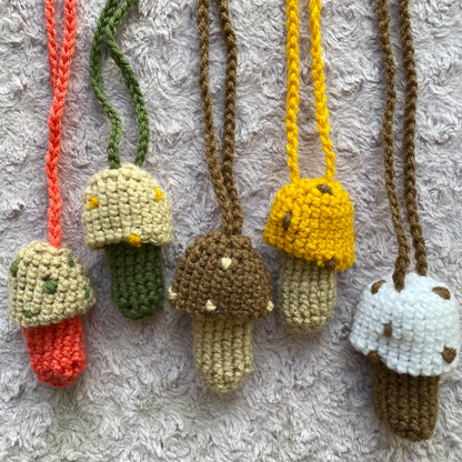 Crochet Mushroom Necklace