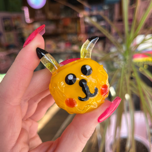 Yellow Lightening Dude Glass Pipe