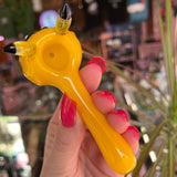 Yellow Lightening Dude Glass Pipe