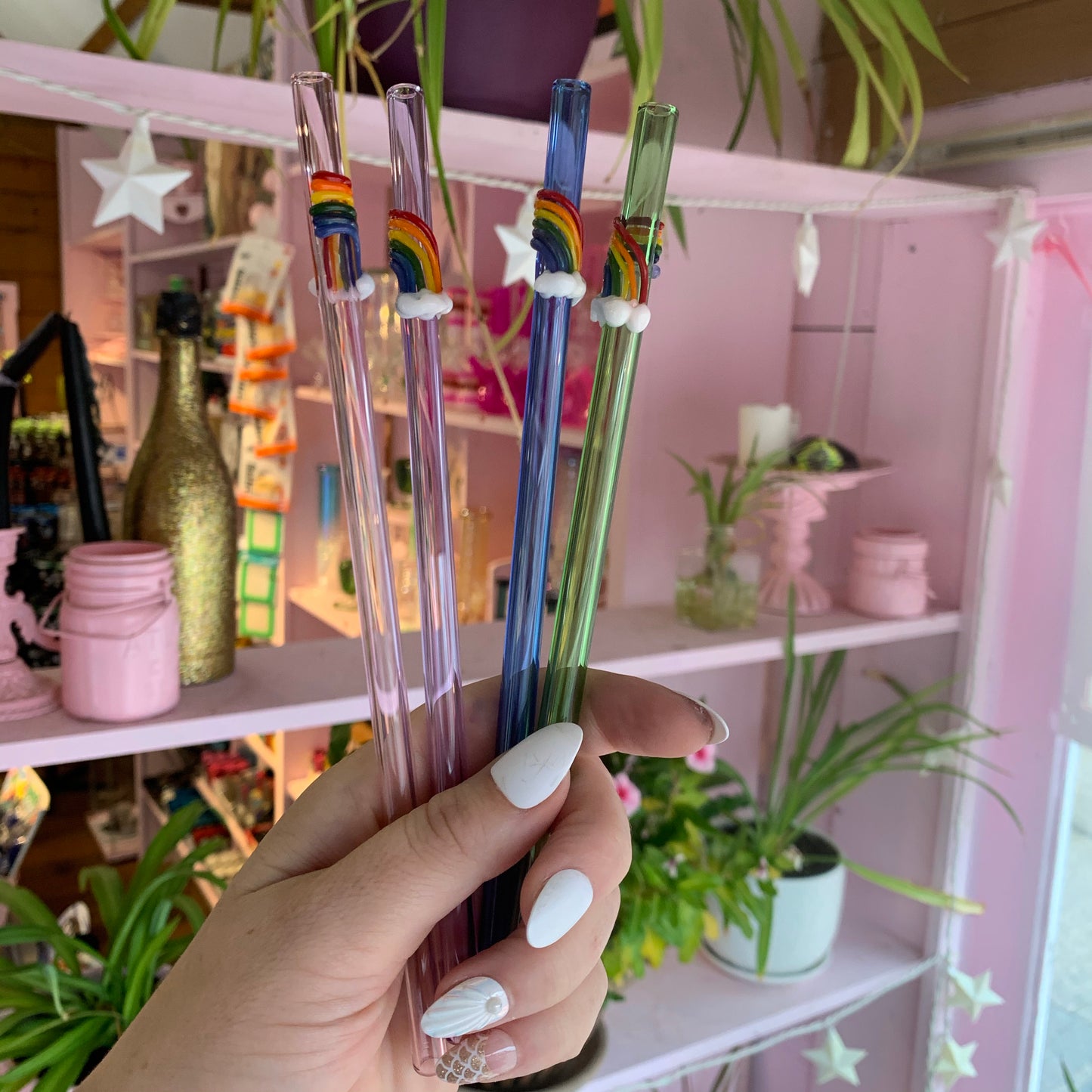 Rainbow Glass Drink Straw