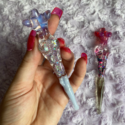 Glitter Filled Sexy Figure Glass Tool