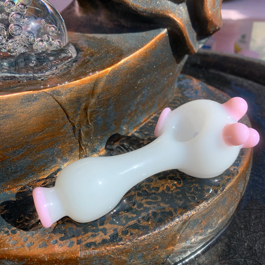 White & Pink Glass Pipe