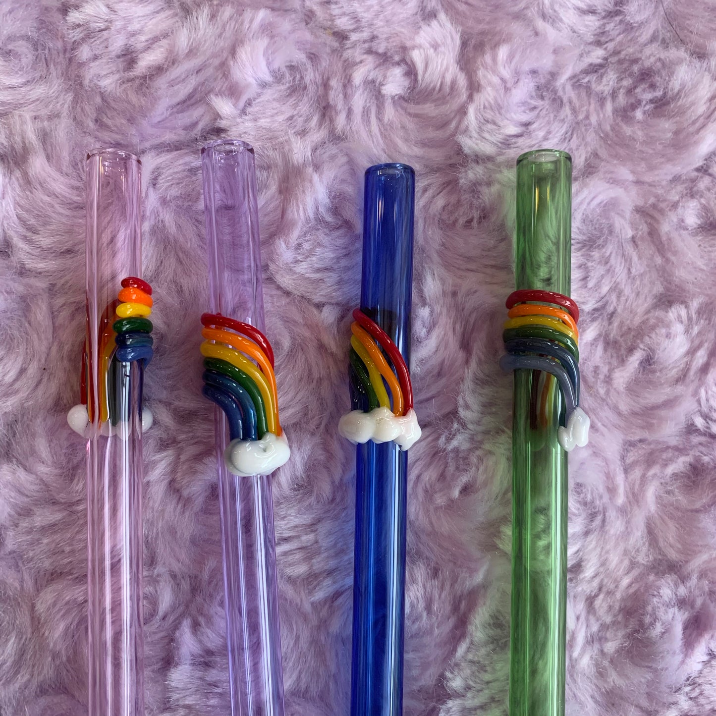 Rainbow Glass Drink Straw