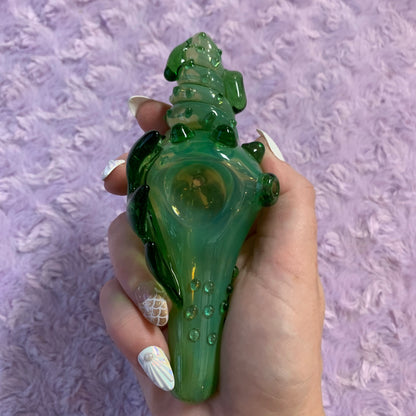 Green Seashell Glass Pipe