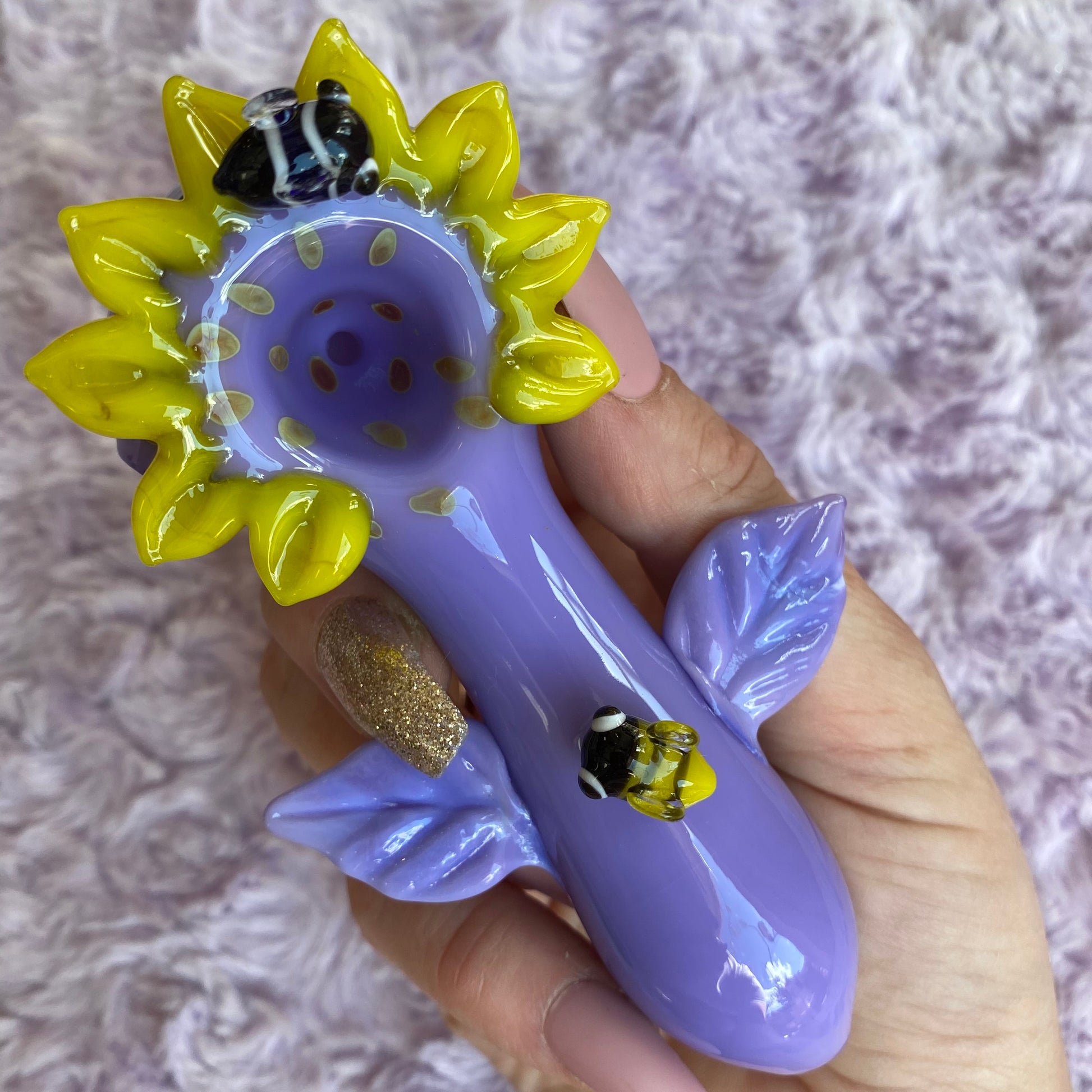 sunflower tobacco bowl Handmade Glass Pipe: Borosilicate Flower Pot Design sunflower tobacco bowl Glass Sunflower