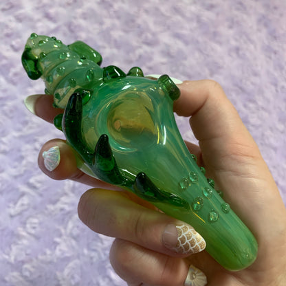 Green Seashell Glass Pipe