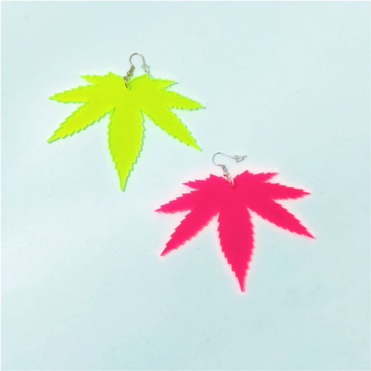 Neon Leaf Earrings